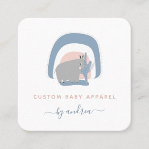 Cute Rhino Rainbow Baby Boutique Nanny Babysitter Square Business Card