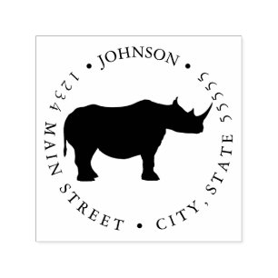 Cute Rhino Safari Return Label Self-inking Stamp