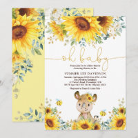 Cute Rhino Sunflower Honey Bee Baby Shower