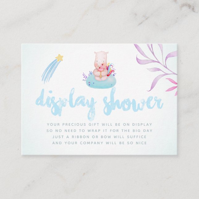 Cute Rhino Unicorn Baby Boy Shower Display Shower Enclosure Card (Front)