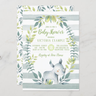 Cute Rhinoceros Baby Shower Invitations