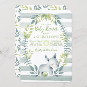 Cute Rhinoceros Baby Shower Invitations