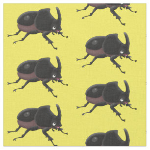 Cute rhinoceros beetle cartoon illustration fabric