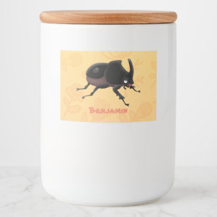 Cute rhinoceros beetle cartoon illustration food label