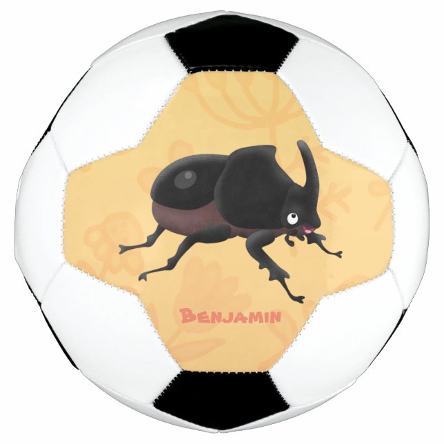 Cute rhinoceros beetle cartoon illustration football (Front)