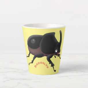 Cute rhinoceros beetle cartoon illustration latte mug