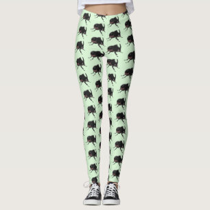 Cute rhinoceros beetle cartoon illustration leggings