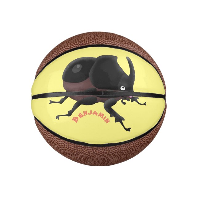 Cute rhinoceros beetle cartoon illustration mini basketball (Front)