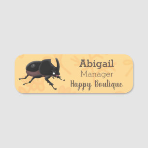 Cute rhinoceros beetle cartoon illustration  name tag