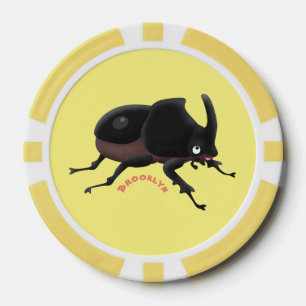 Cute rhinoceros beetle cartoon illustration poker chips