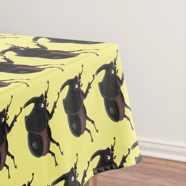Cute rhinoceros beetle cartoon illustration tablecloth (In Situ)