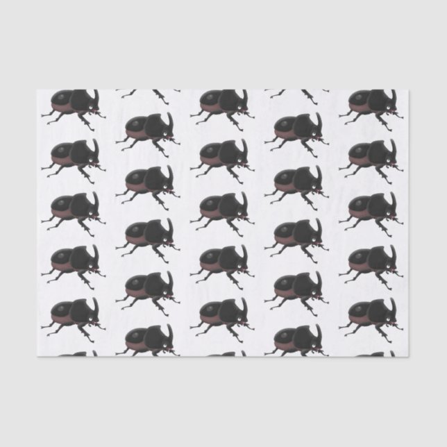 Cute rhinoceros beetle cartoon illustration tissue paper (Front)