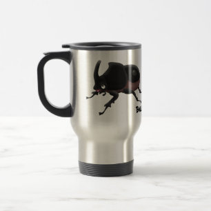 Cute rhinoceros beetle cartoon illustration travel mug