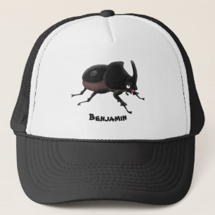 Cute rhinoceros beetle cartoon illustration trucker hat