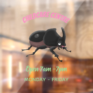 Cute rhinoceros beetle cartoon illustration window cling