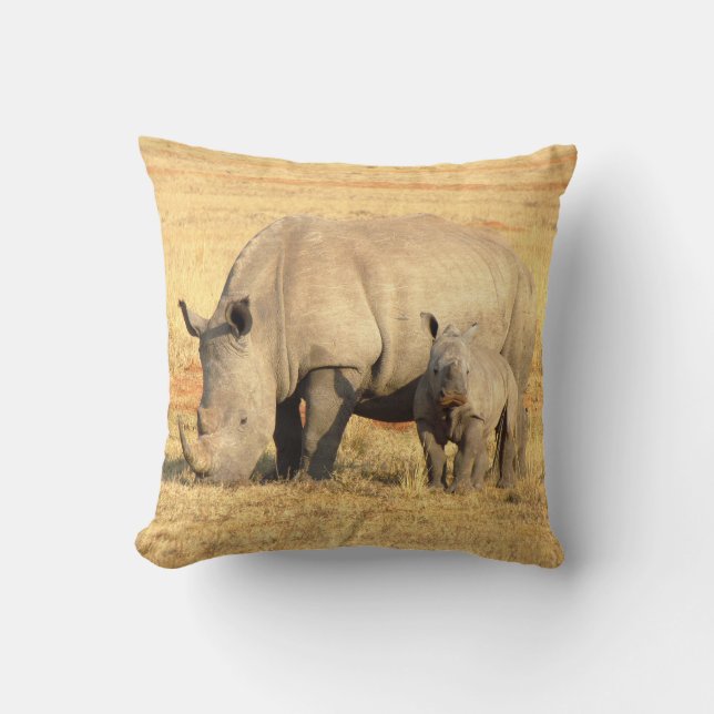 Cute rhinoceros in africa  cushion (Front)