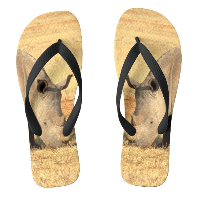 Cute rhinoceros in africa  flip flops (Footbed)