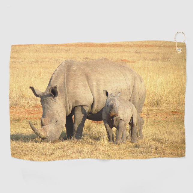 Cute rhinoceros in africa   golf towel (Horizontal)