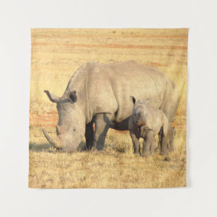 Cute rhinoceros in africa tapestry
