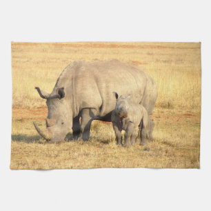 Cute rhinoceros in africa   tea towel