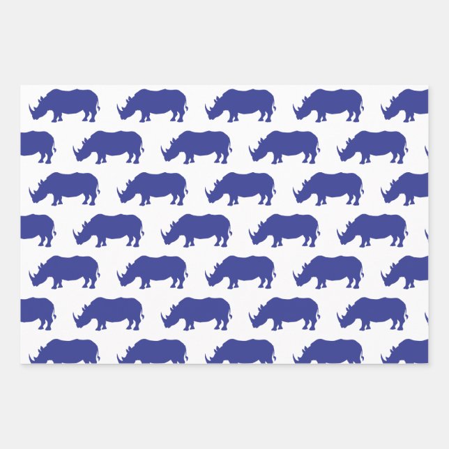 Cute Rhinoceros Wrapping Paper Sheet (Front 2)
