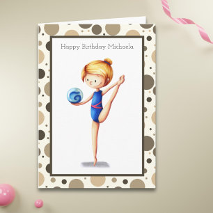 Cute Rhythmic Gymnast with Ball Happy Birthday Card
