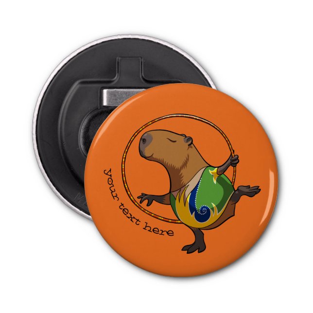 Cute Rhythmic Gymnastics Hoop Cartoon Capybara Bottle Opener (Front)