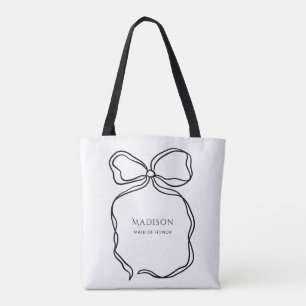 Cute Ribbon Doodle Personalized Maid Of Honor Gift Tote Bag