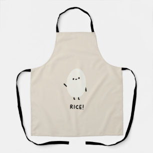 cute rice character minimal kawaii funny rice desi apron