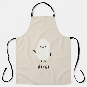 cute rice character minimal kawaii funny rice desi apron