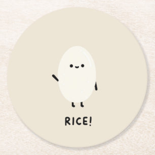 cute rice character minimal kawaii funny rice desi round paper coaster