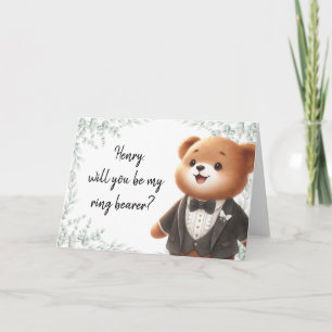 Cute Ring Bearer Bear Personalised Proposal Ask Card