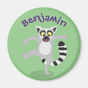 Cute ring tail lemur cartoon illustration magnet