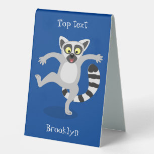 Cute ring tail lemur dancing cartoon illustration