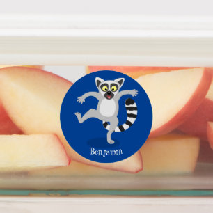 Cute ring tail lemur dancing cartoon illustration