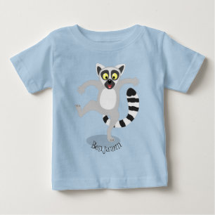 Cute ring tail lemur dancing cartoon illustration baby T-Shirt