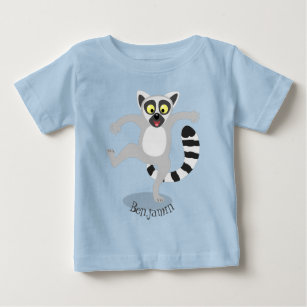 Cute ring tail lemur dancing cartoon illustration baby T-Shirt