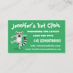 Cute ring tail lemur dancing cartoon illustration business card