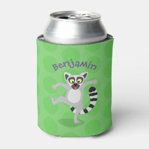 Cute ring tail lemur dancing cartoon illustration can cooler