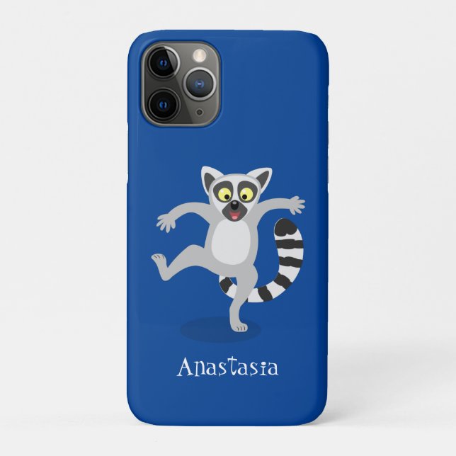 Cute ring tail lemur dancing cartoon illustration Case-Mate iPhone case (Back)