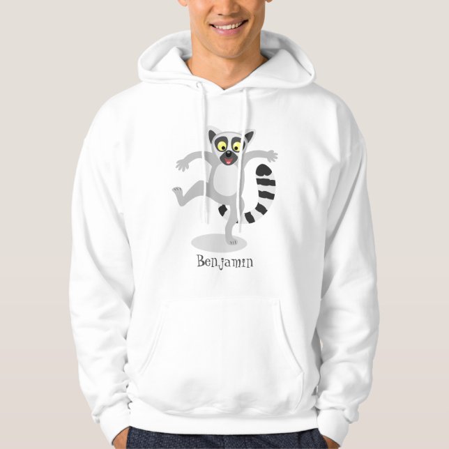 Cute ring tail lemur dancing cartoon illustration hoodie (Front)