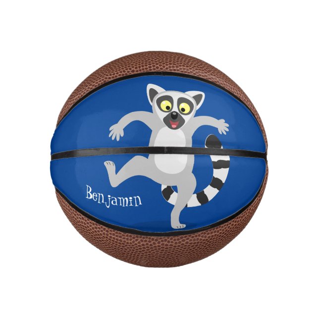 Cute ring tail lemur dancing cartoon illustration mini basketball (Front)