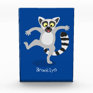 Cute ring tail lemur dancing cartoon illustration photo block