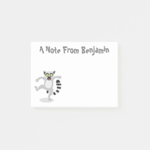 Cute ring tail lemur dancing cartoon illustration post-it notes