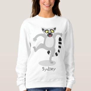 Cute ring tail lemur dancing cartoon illustration sweatshirt