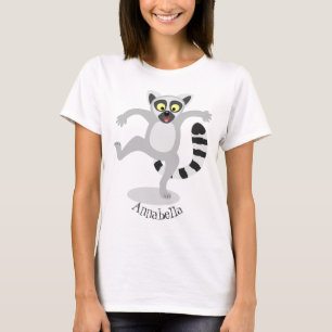 Cute ring tail lemur dancing cartoon illustration T-Shirt