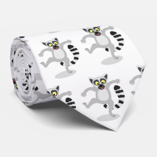 Cute ring tail lemur dancing cartoon illustration tie