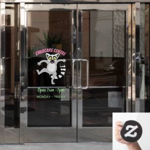 Cute ring tail lemur dancing cartoon illustration window cling