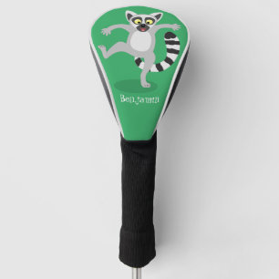 Cute ring tail lemur dancing cartoon personalised golf head cover