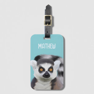 Cute Ring-Tailed Lemur Face Luggage Tag